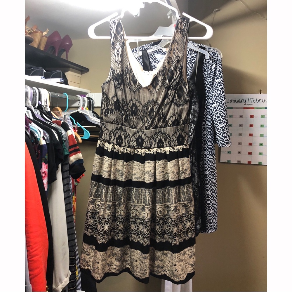 Black and Off White Dress